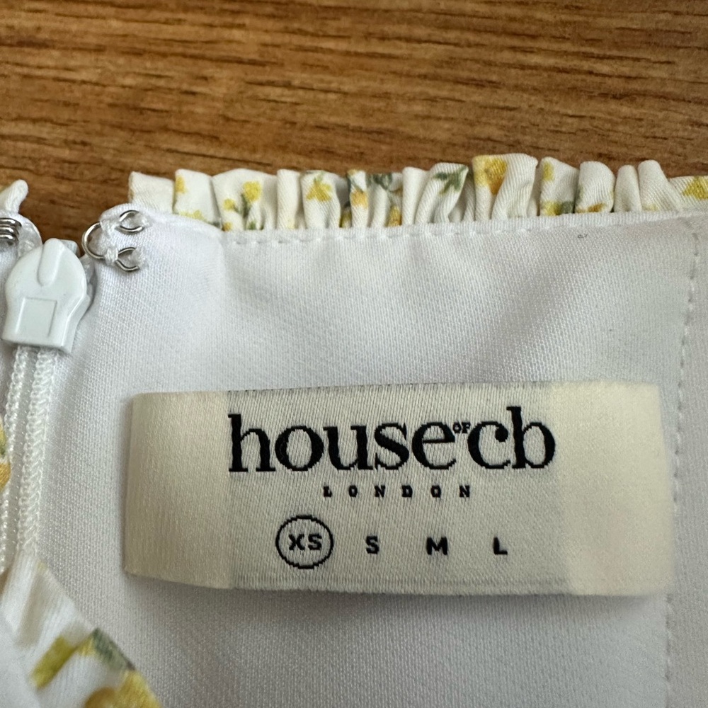 House Of CB London Rosalee White Vintage Floral Print Cotton Bustier Dress XS - Picture 8 of 16